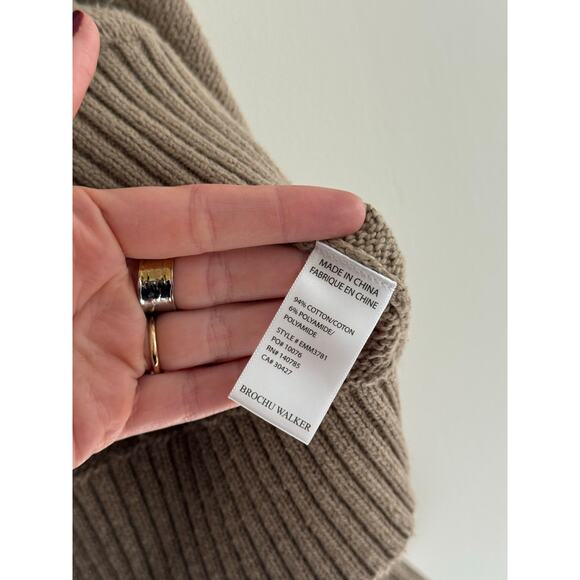 BROCHU WALKER Marlowe Taupe Cropped Henley Sweater Size Small - Picture 7 of 8